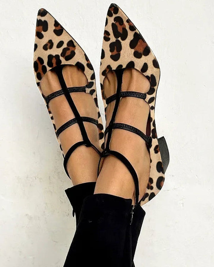 Delyth | Heeled Shoes with Leopard Strap