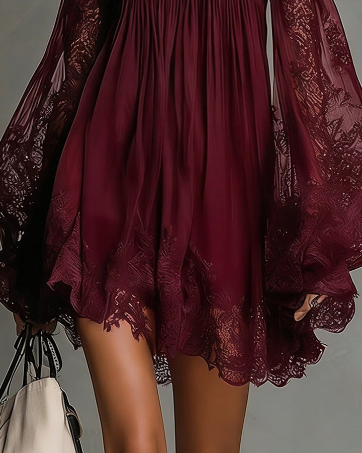 Ferelith | Navy Lace Chiffon Mini Dress