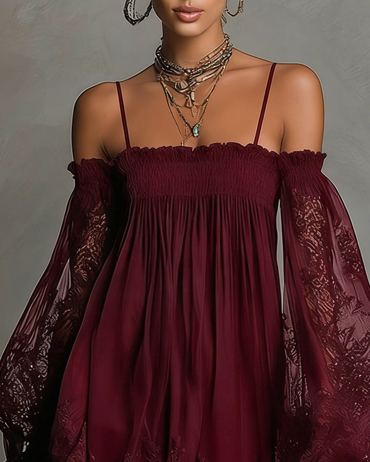 Ferelith | Navy Lace Chiffon Mini Dress