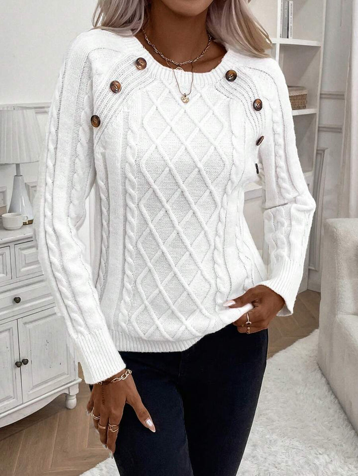 Abbey | Button-Detail Cable Knit Jumper