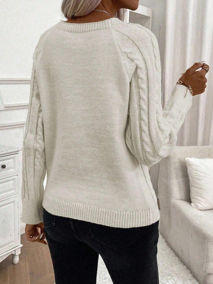 Abbey | Button-Detail Cable Knit Jumper