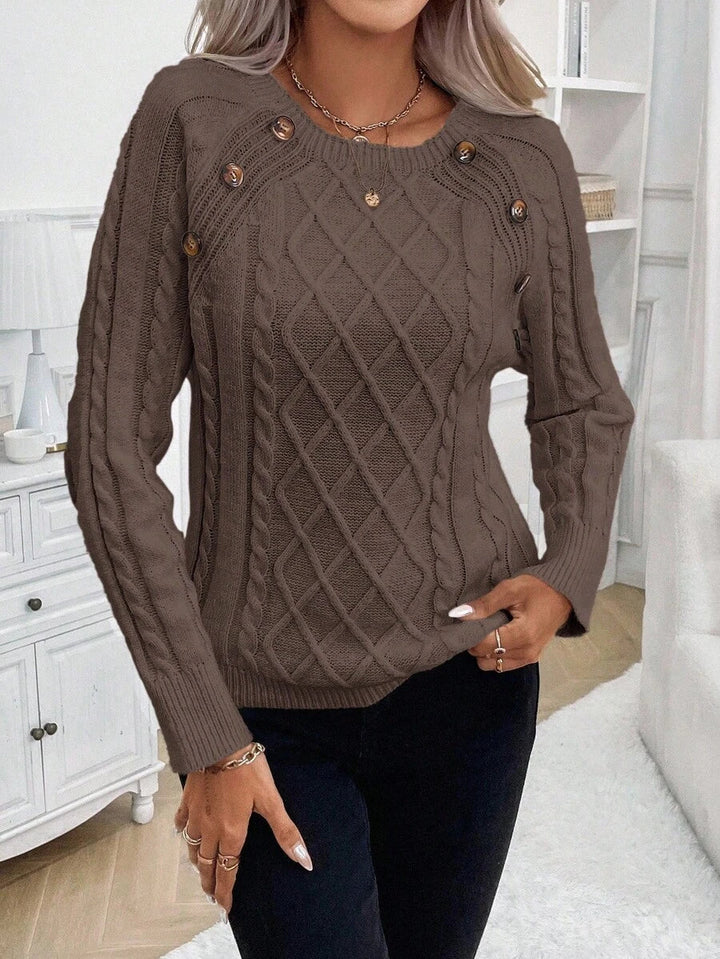 Abbey | Button-Detail Cable Knit Jumper