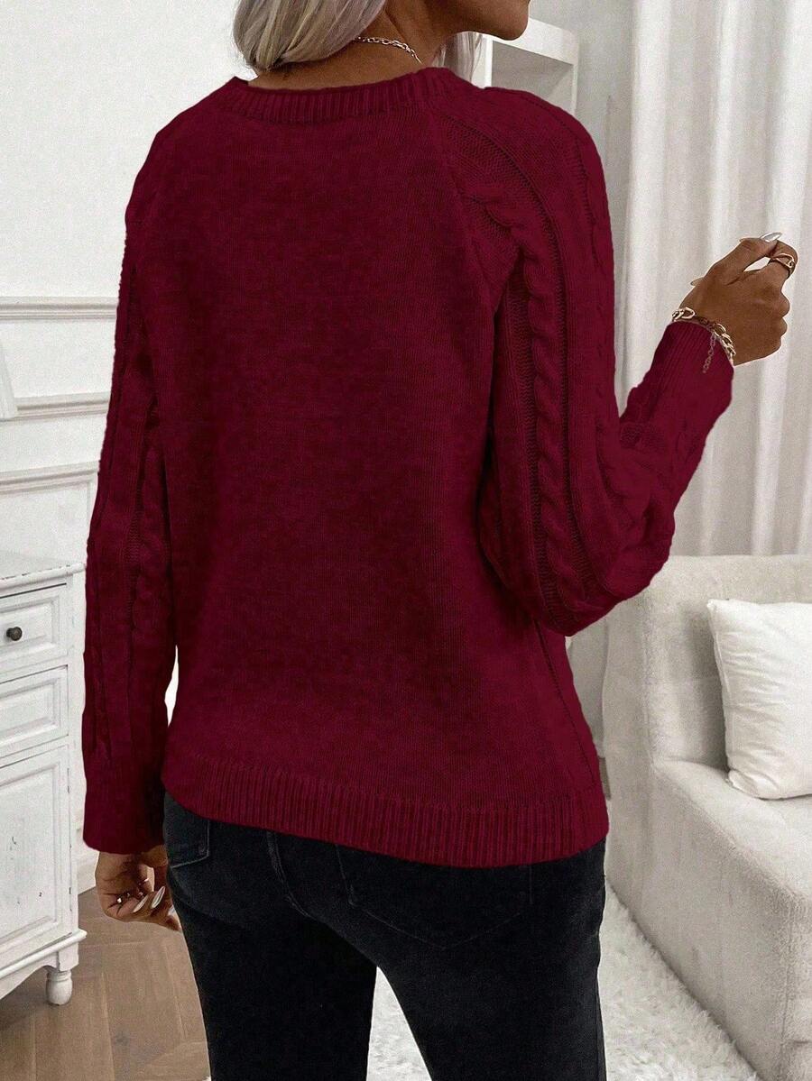 Abbey | Button-Detail Cable Knit Jumper