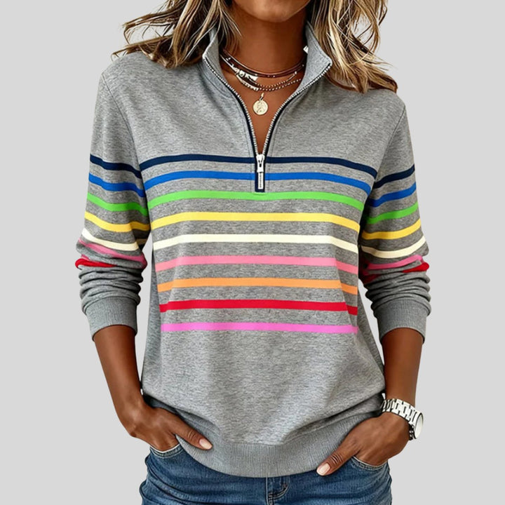 Tomasa | Colourful Striped Quarter-Zip Sweatshirt