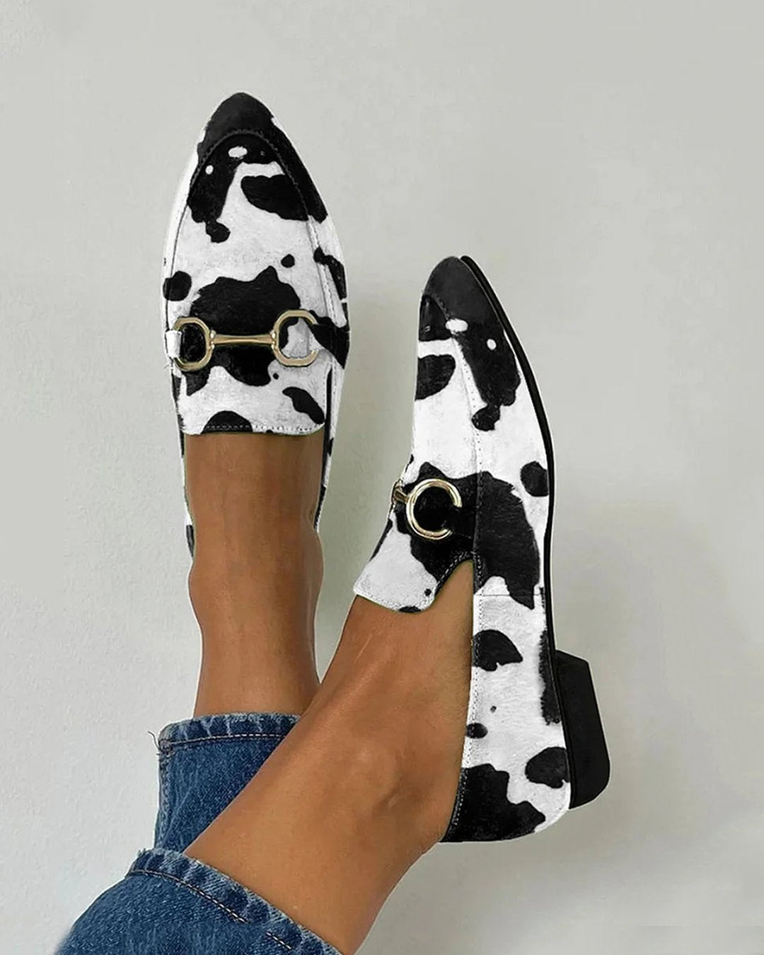 Elena | Printed Loafers With Buckle Detail