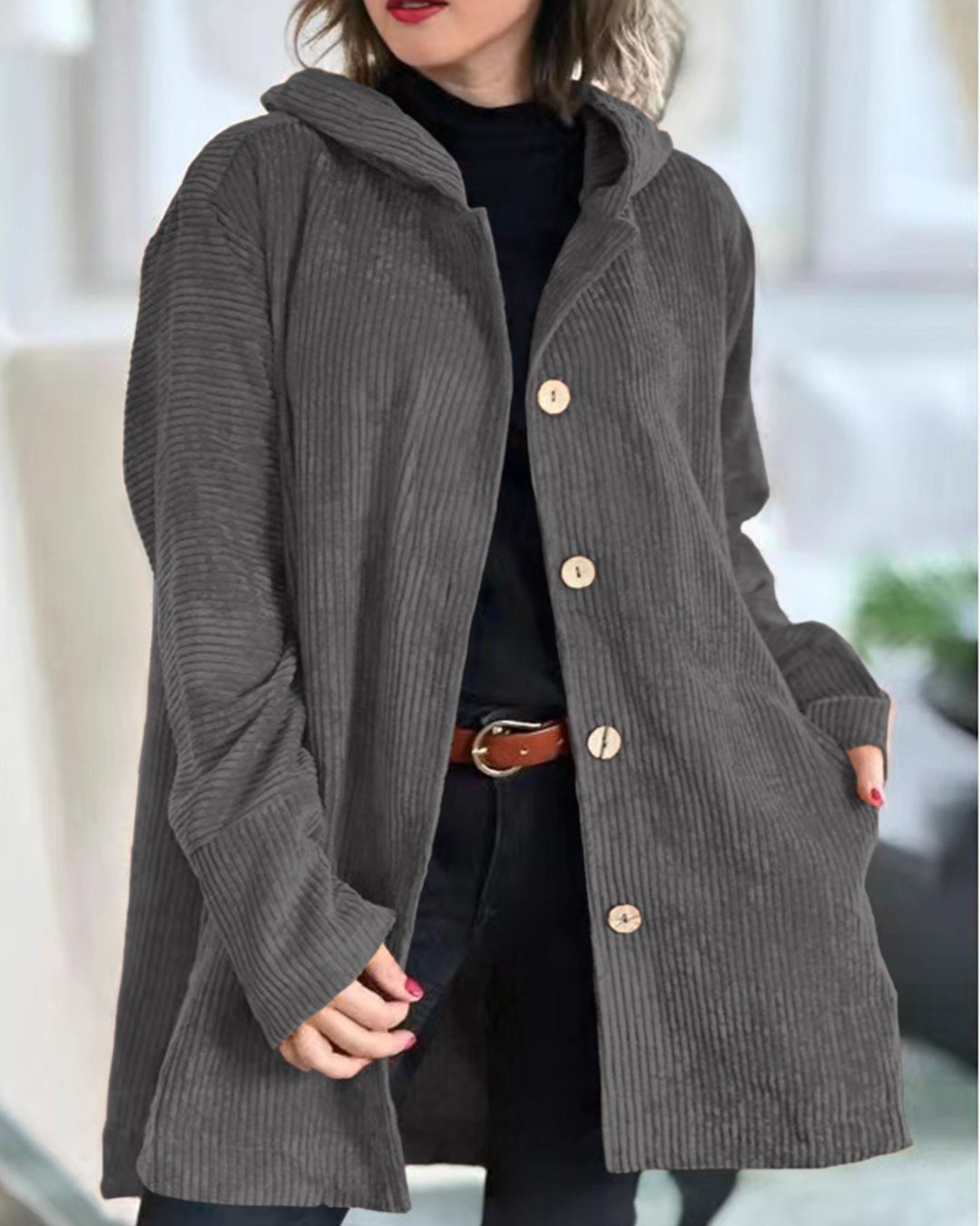 Mae | Cozy Corduroy Hooded Jacket