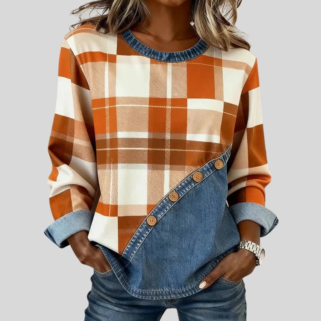 Jasmin | Patchwork Long-Sleeve Top