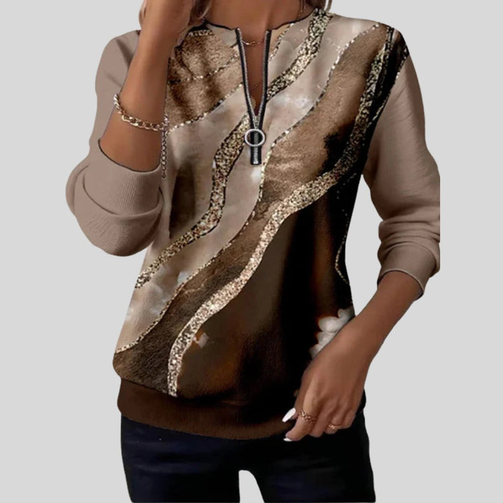 Laquita | Artful Zip-Neck Top