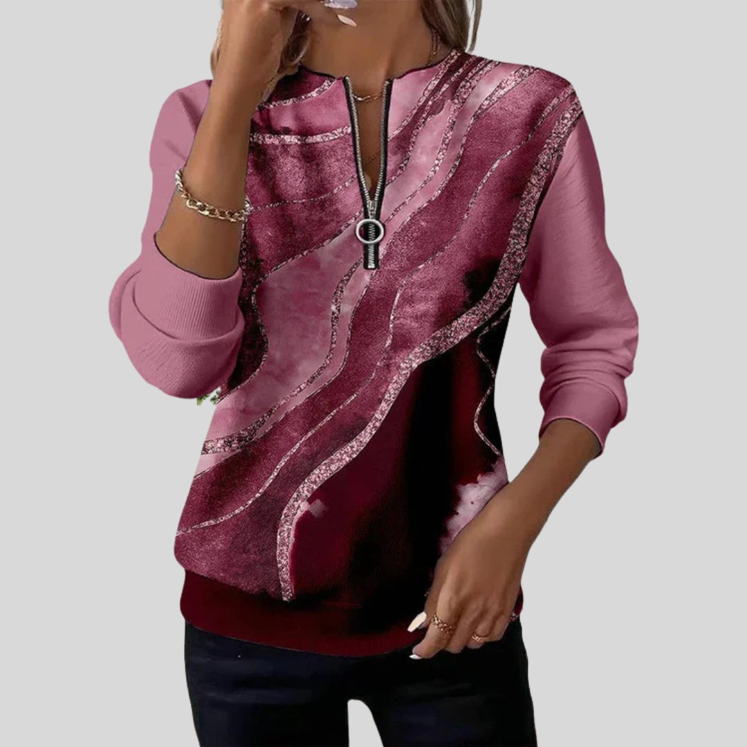 Laquita | Artful Zip-Neck Top