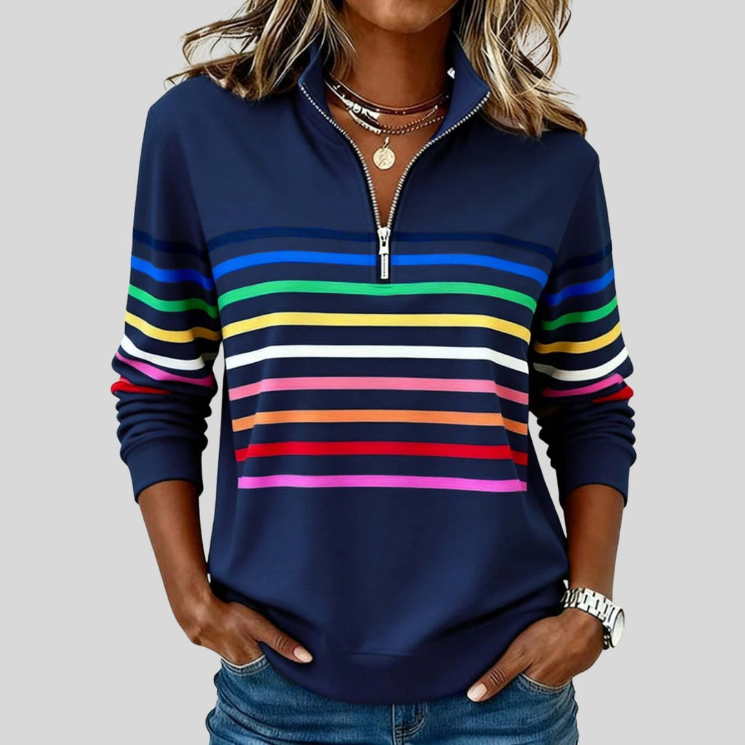 Tomasa | Colourful Striped Quarter-Zip Sweatshirt
