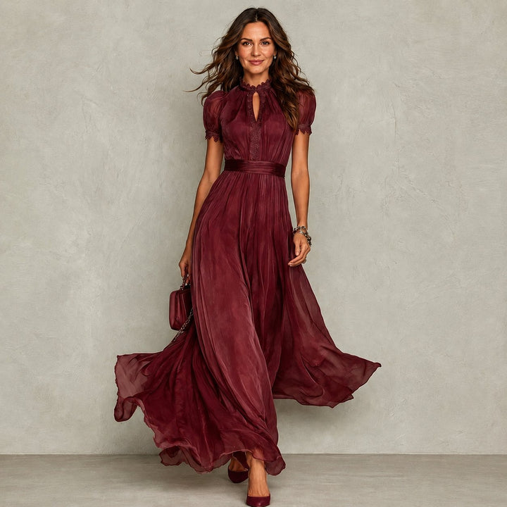 Valorie | Ruffle Neck Pleated Dress