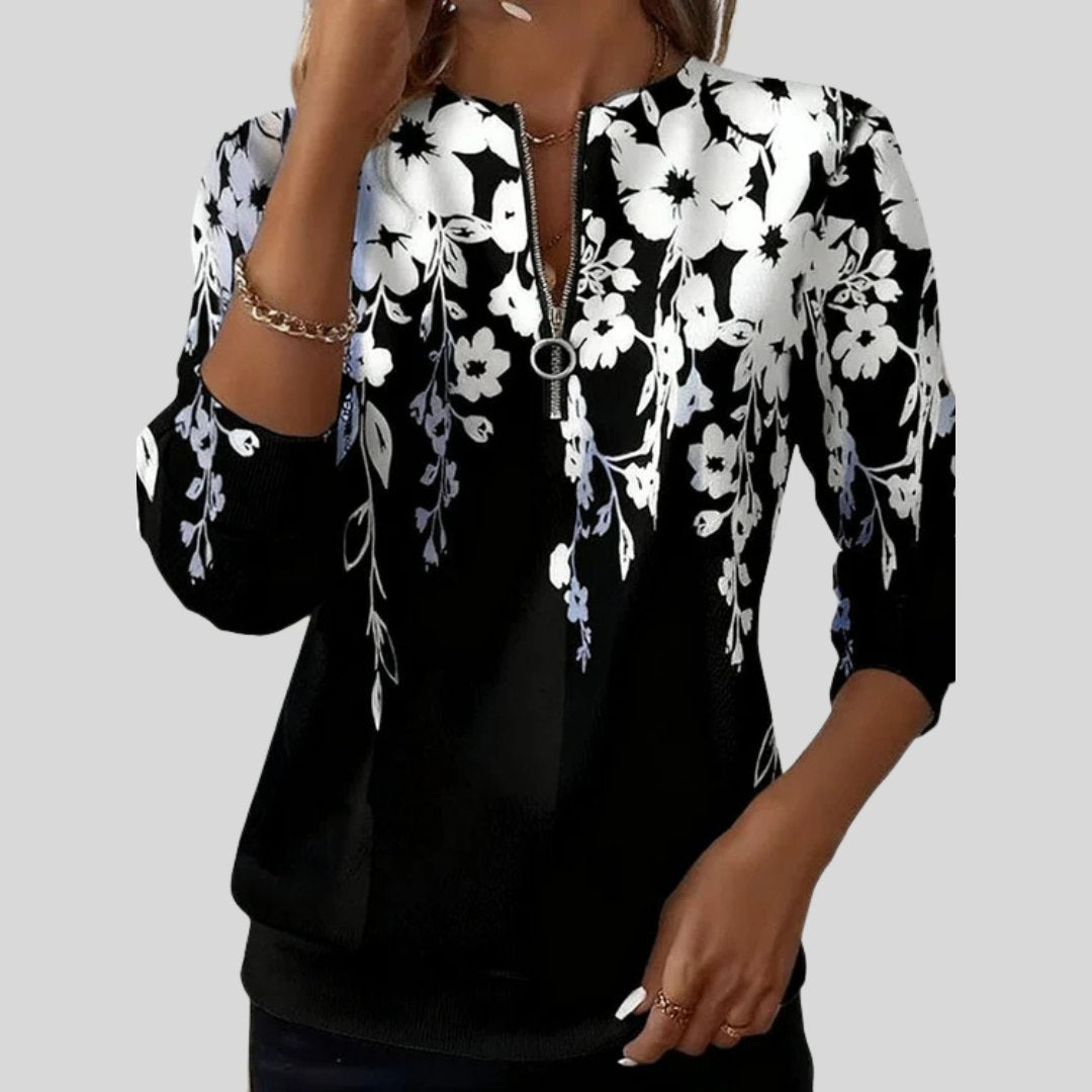Rachelle | Floral Zip-Neck Sweatshirt