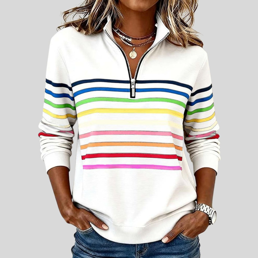 Tomasa | Colourful Striped Quarter-Zip Sweatshirt