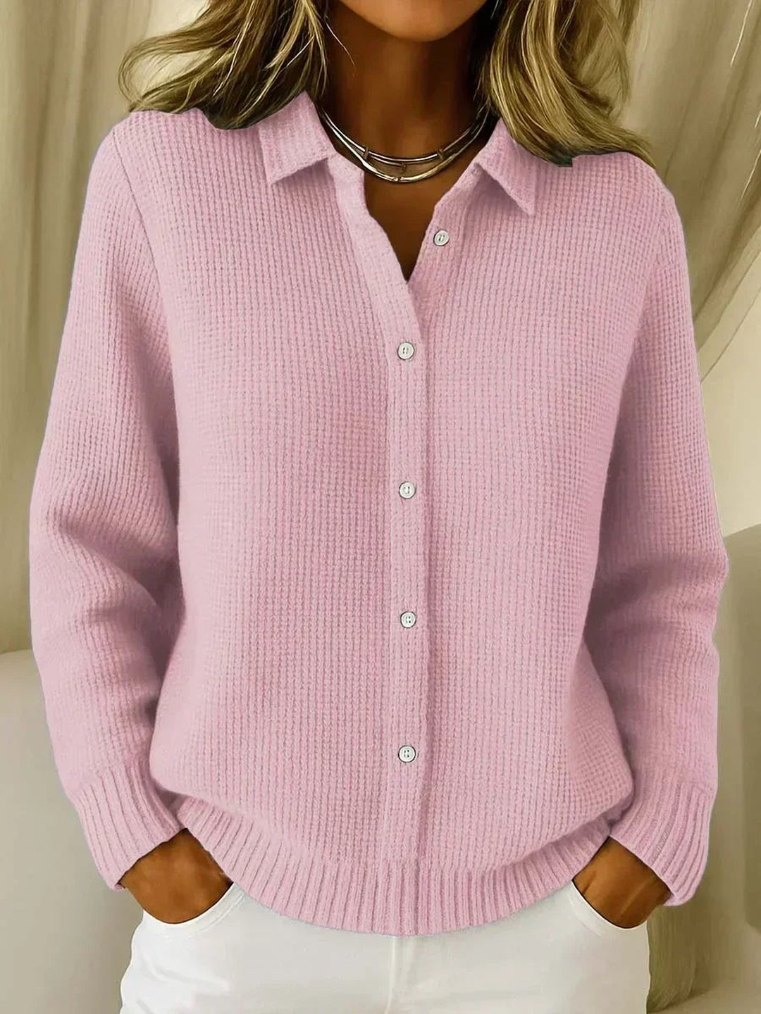 Theodosia | Textured Knit Button-Up Cardigan