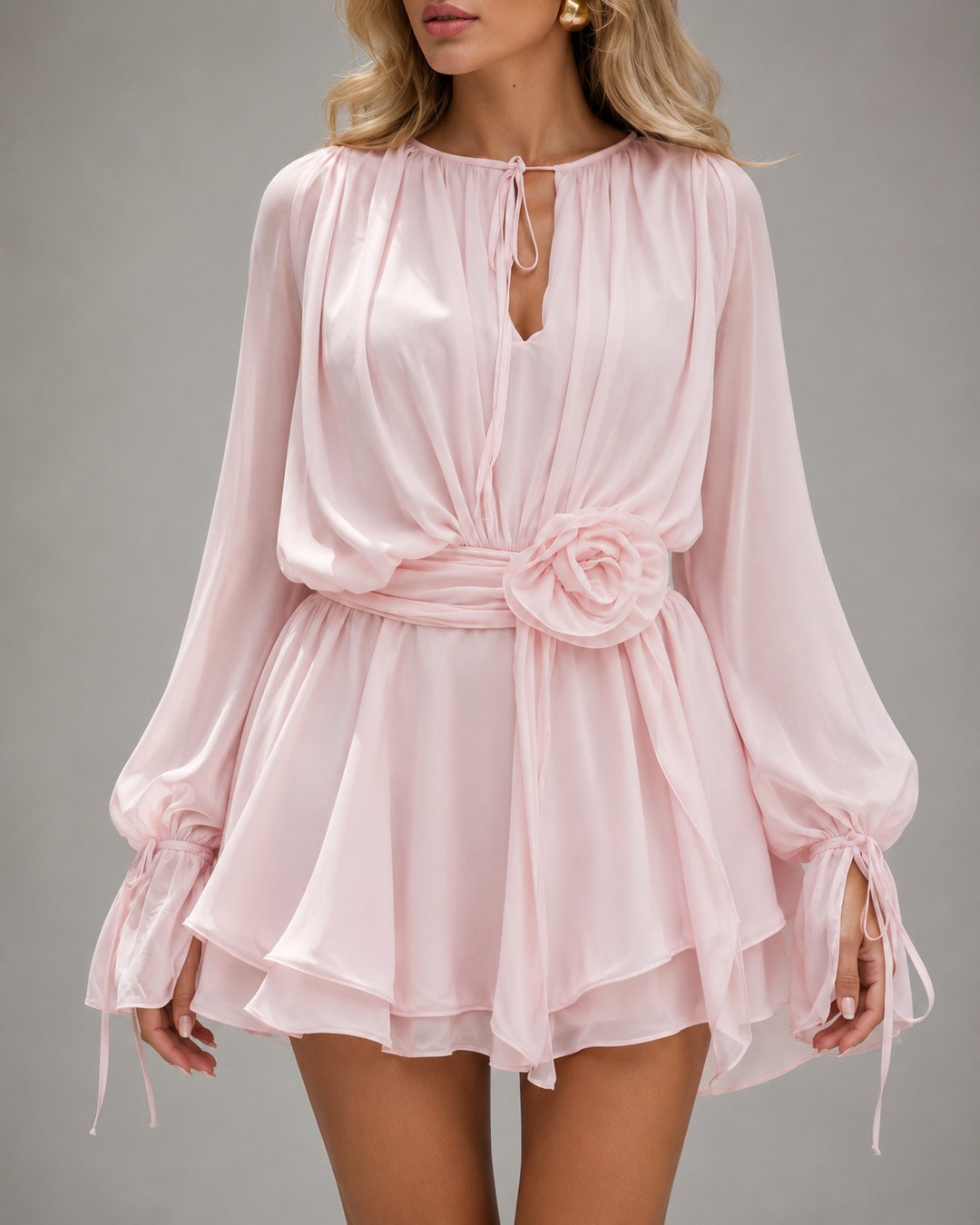 Elowen | Romantic Mini Dress with Floral Waist