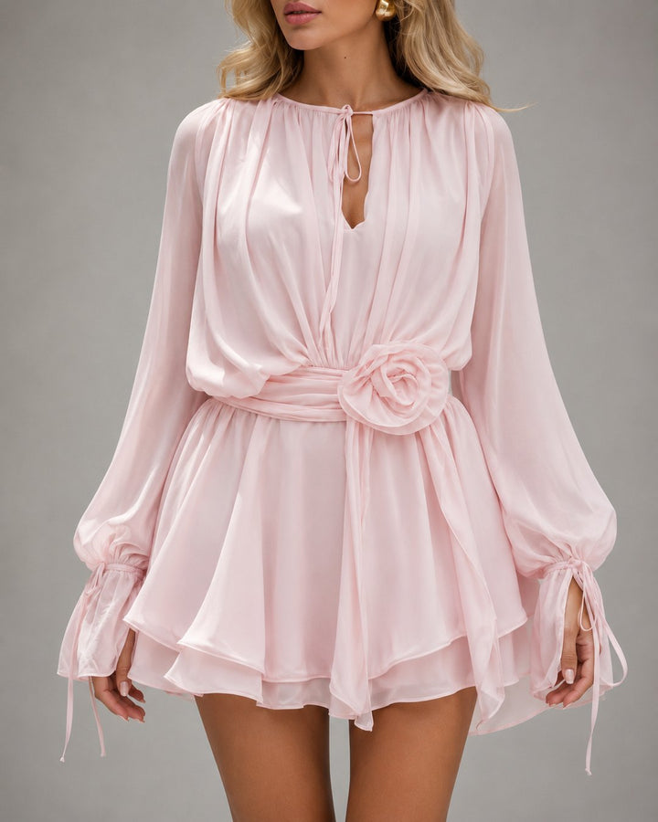 Elowen | Romantic Mini Dress with Floral Waist