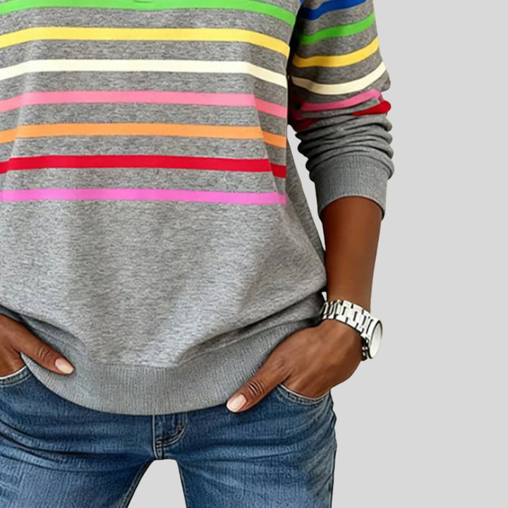 Tomasa | Colourful Striped Quarter-Zip Sweatshirt