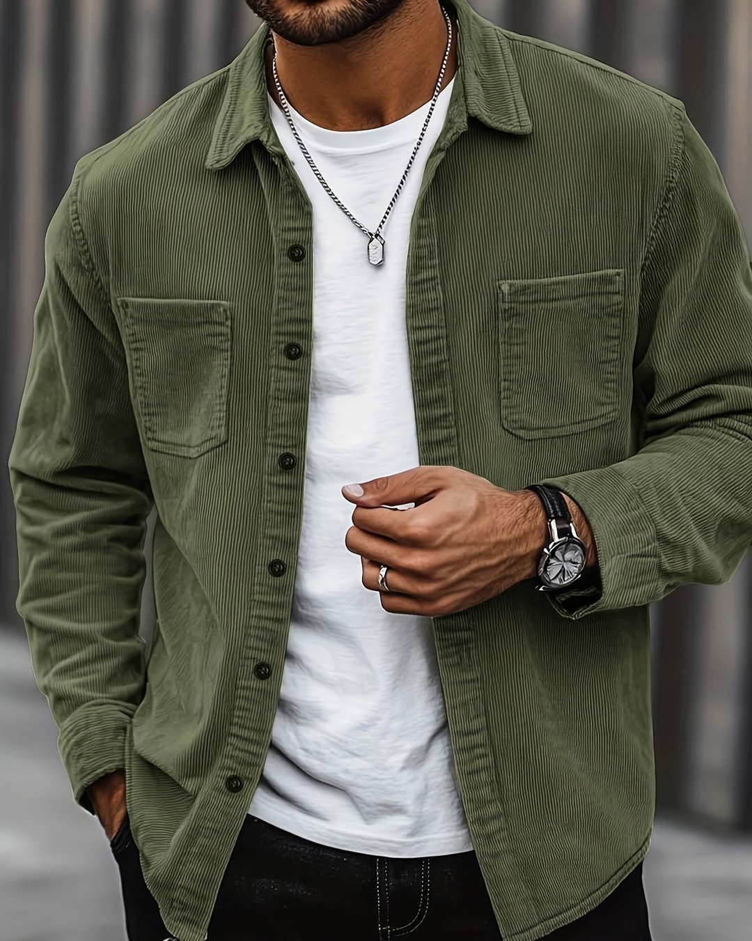 Indigo | Ribbed Textured Overshirt