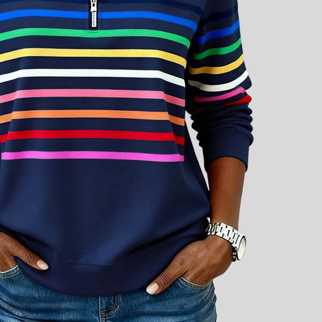 Tomasa | Colourful Striped Quarter-Zip Sweatshirt