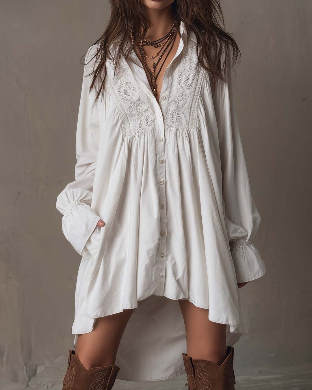 Katerina | Lace Shirt Mini Dress
