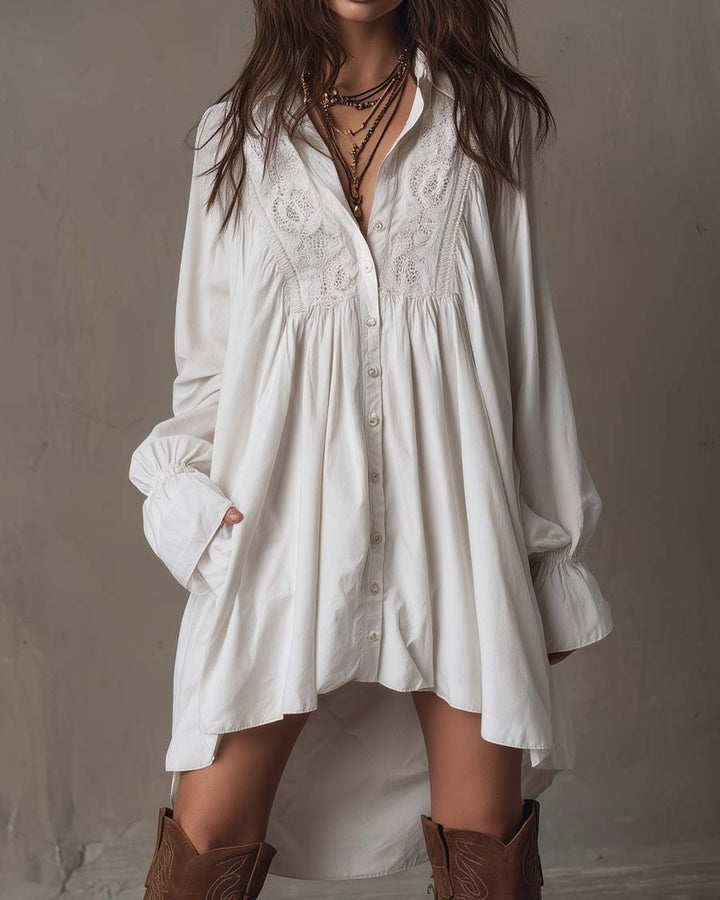 Katerina | Lace Shirt Mini Dress