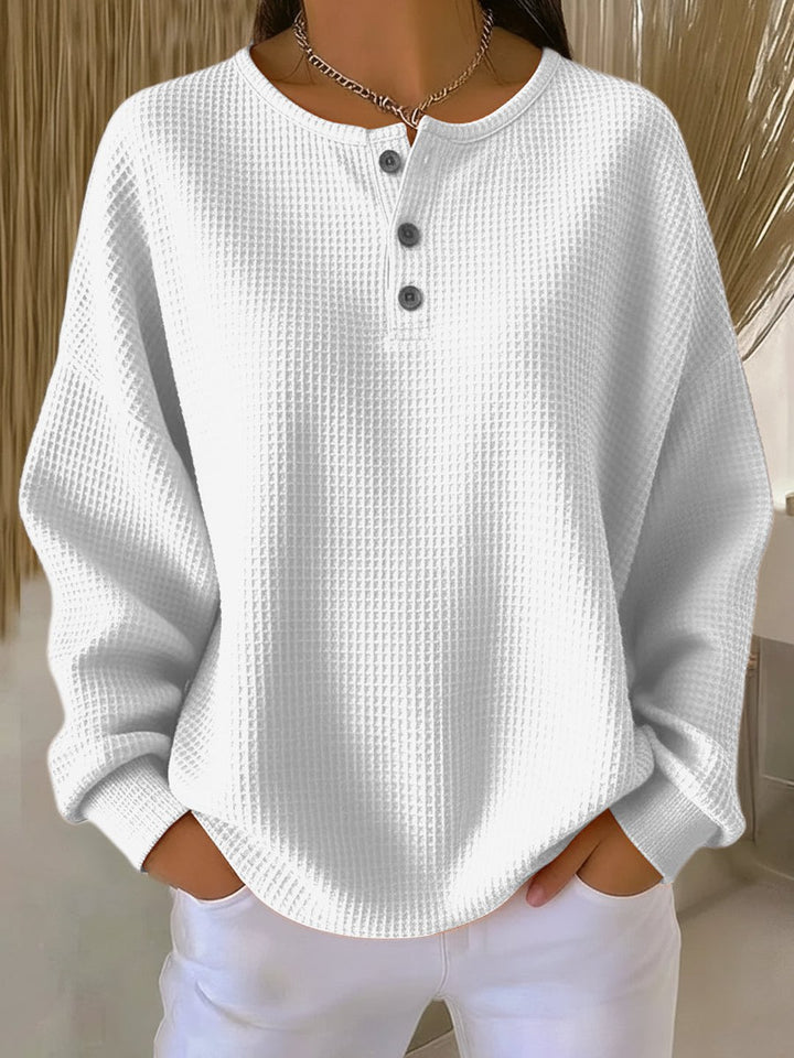 Eglantine | Cozy Waffle Henley Sweatshirt