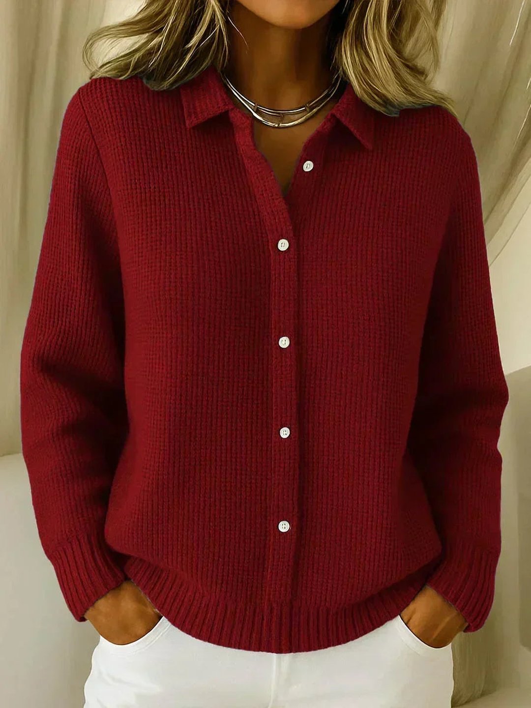 Theodosia | Textured Knit Button-Up Cardigan