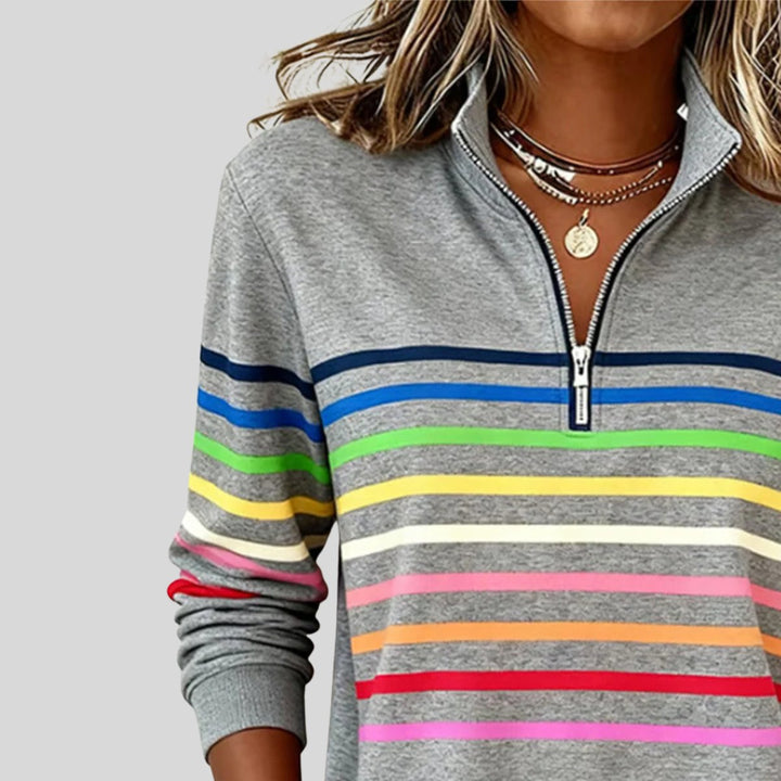 Tomasa | Colourful Striped Quarter-Zip Sweatshirt