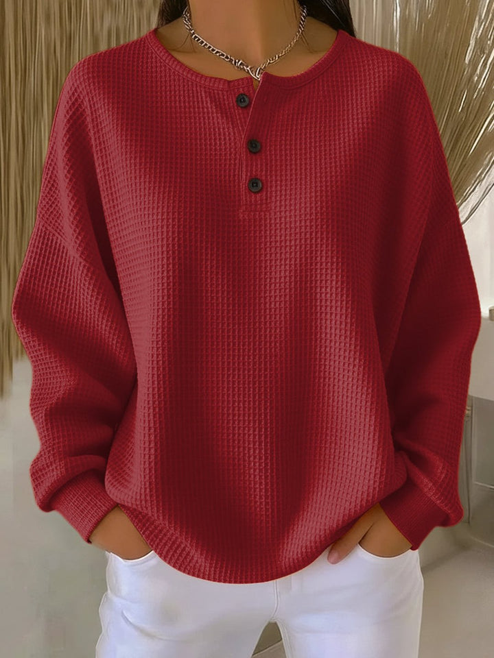Eglantine | Cozy Waffle Henley Sweatshirt
