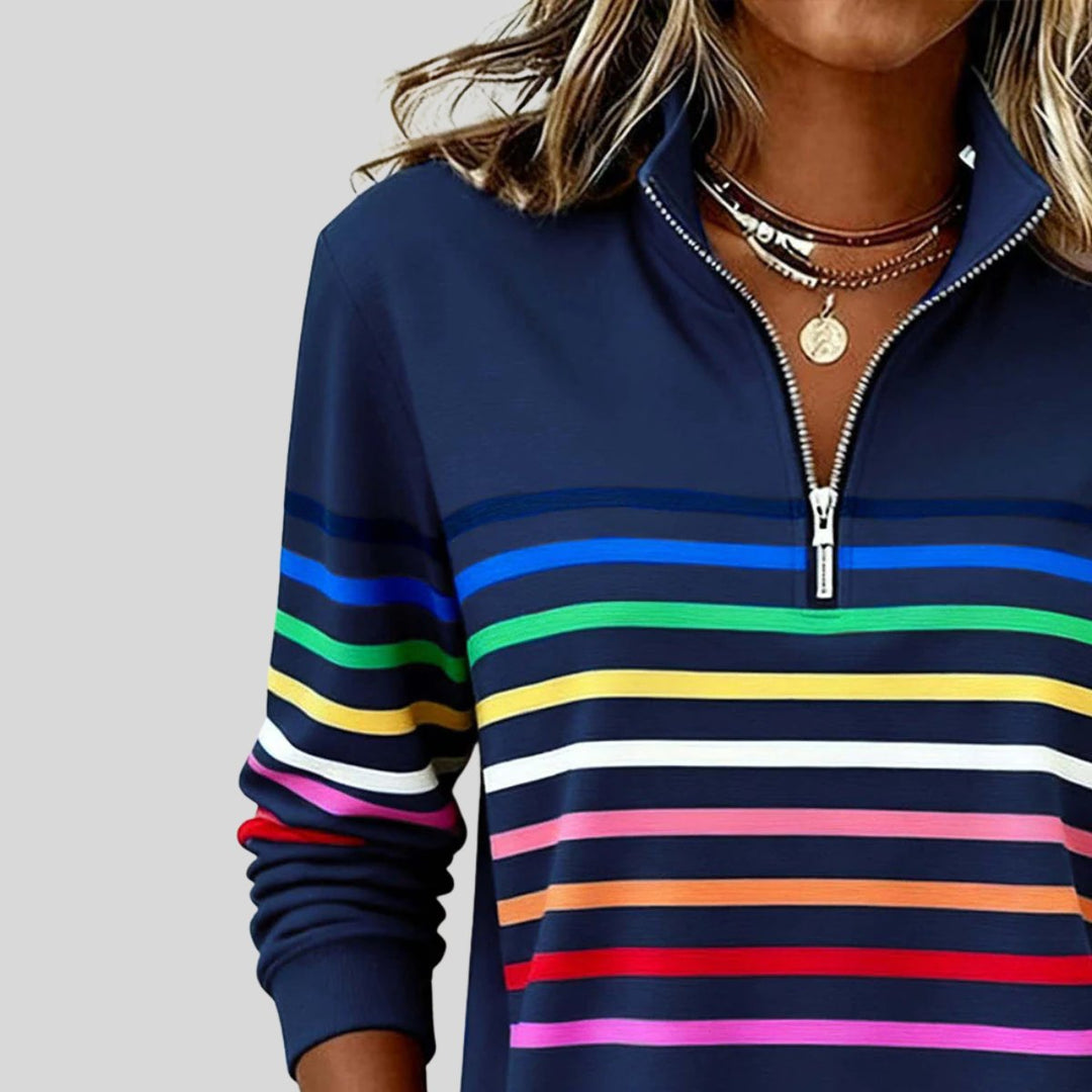 Tomasa | Colourful Striped Quarter-Zip Sweatshirt