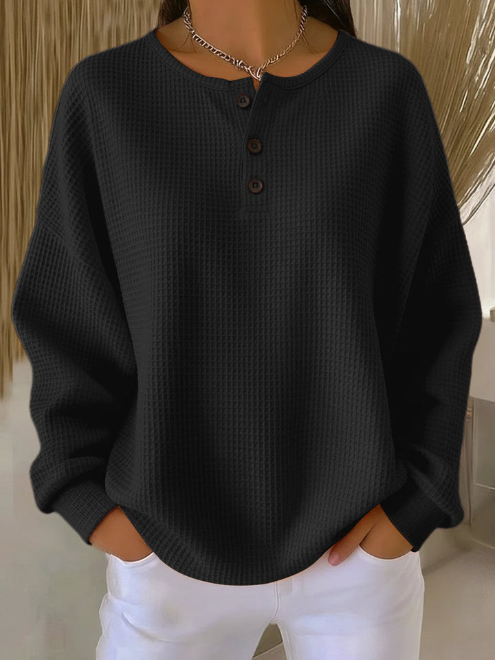 Eglantine | Cozy Waffle Henley Sweatshirt