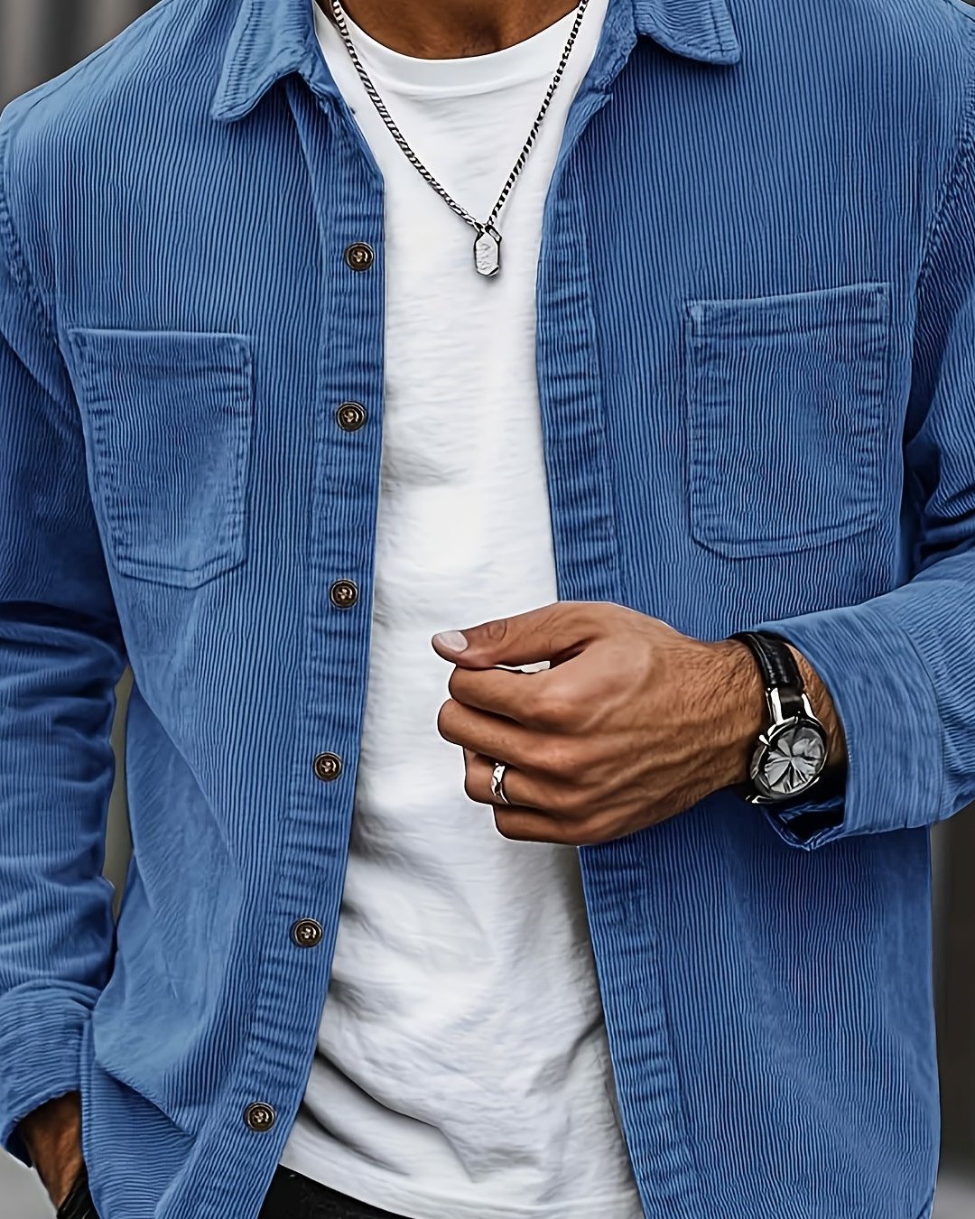 Indigo | Ribbed Textured Overshirt