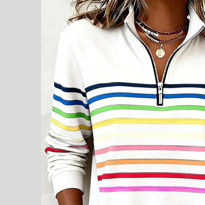 Tomasa | Colourful Striped Quarter-Zip Sweatshirt