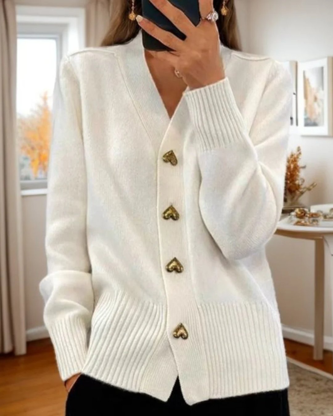 Flannery | Elegant Heart Button Cardigan