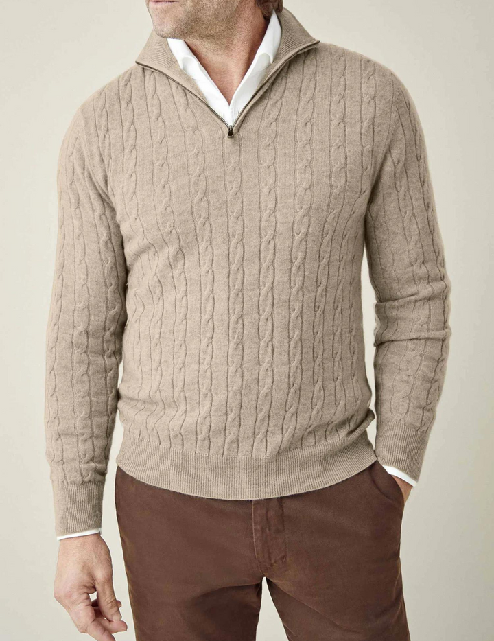 Aden | Cable Knit Zipper Sweater
