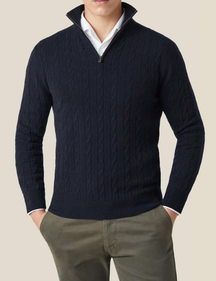 Aden | Cable Knit Zipper Sweater
