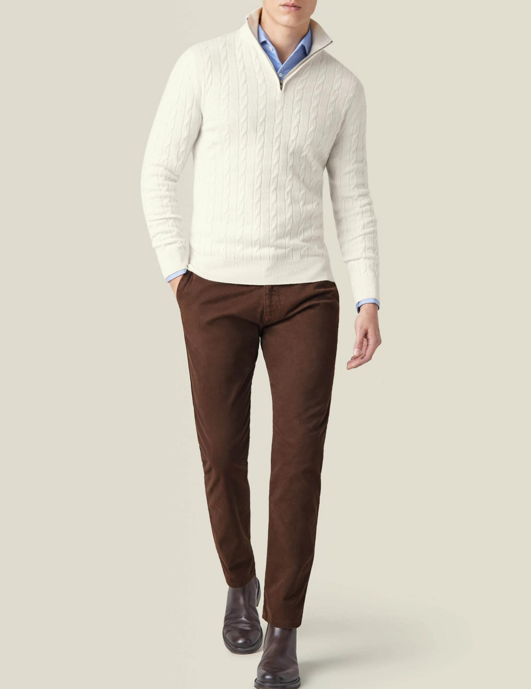 Aden | Cable Knit Zipper Sweater