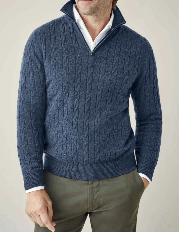 Aden | Cable Knit Zipper Sweater