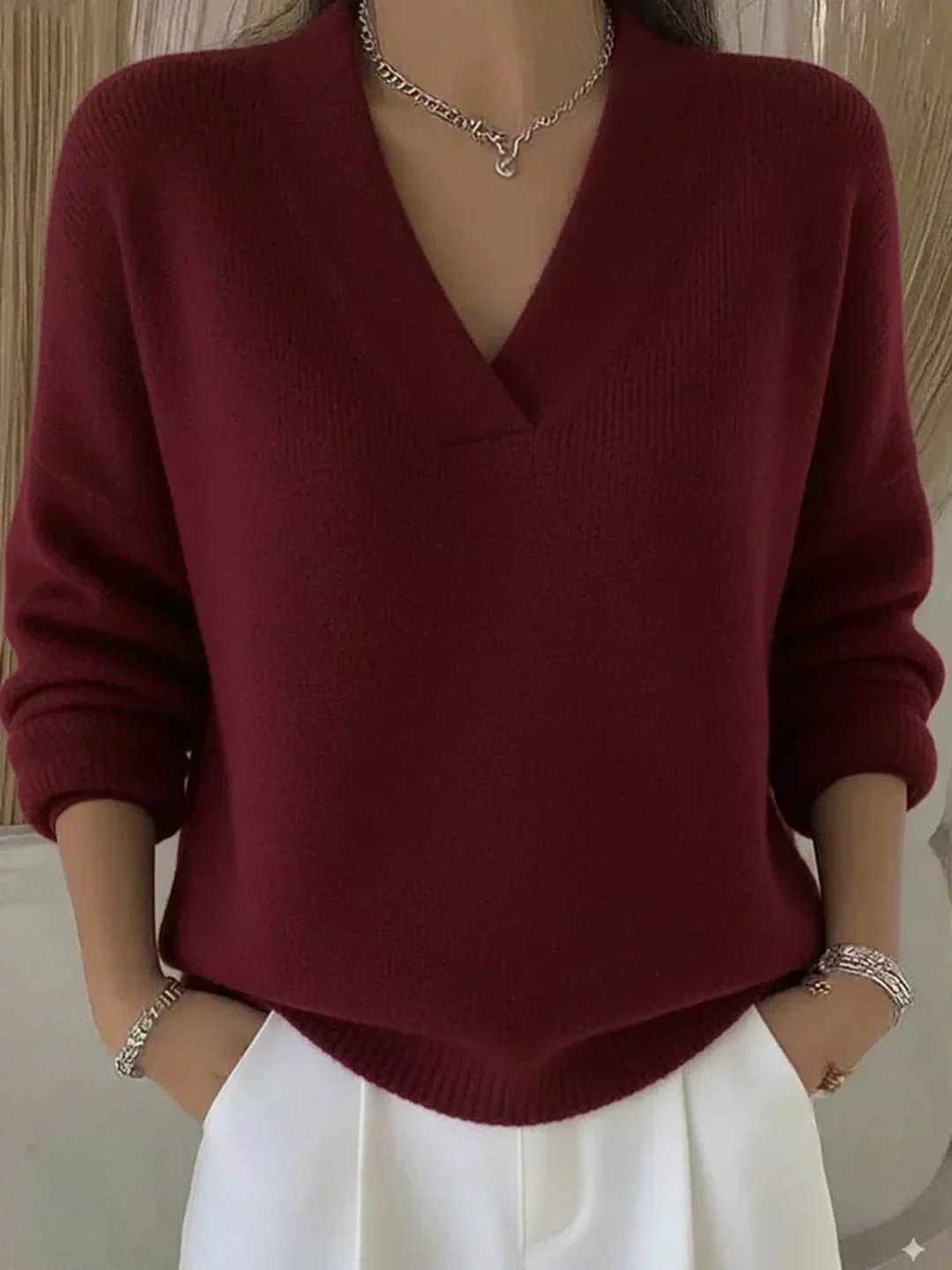 Garnet | Relaxed V-Neck Sweater
