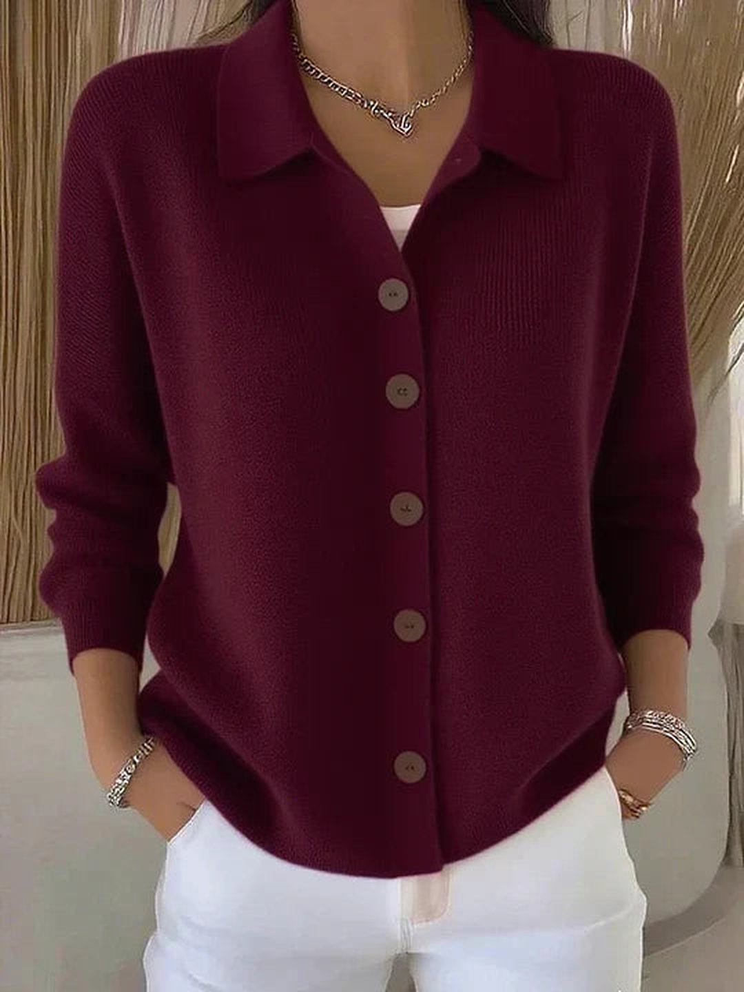 Tryphosa | Button-Front Collared Cardigan