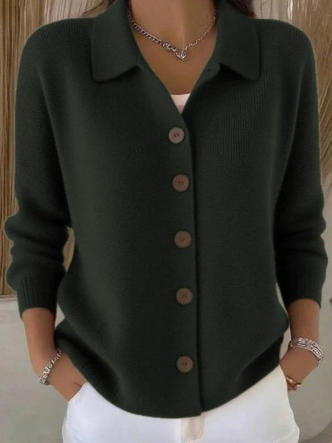 Tryphosa | Button-Front Collared Cardigan