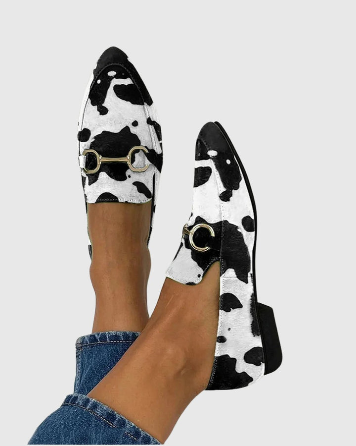 Elena | Printed Loafers With Buckle Detail
