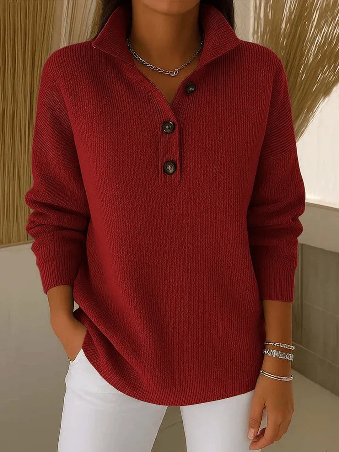 Franny | V-Neck Polo Sweater