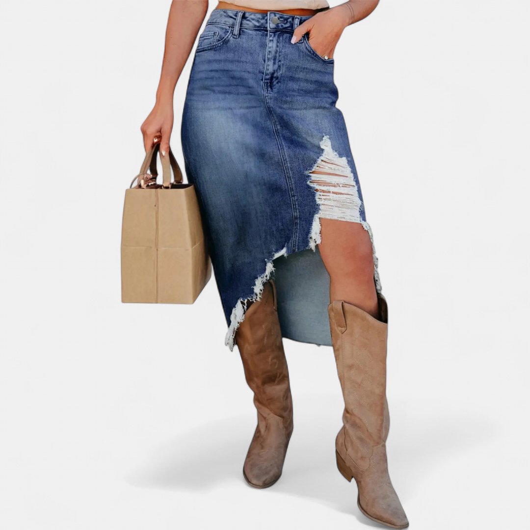 Staci | Relaxed High-Waist Denim Maxi Skirt