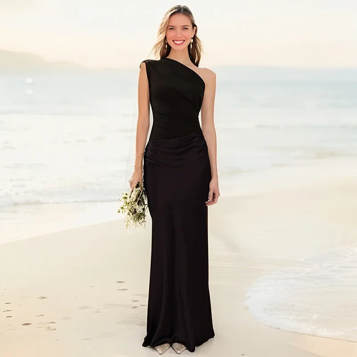 Griselda | One-Shoulder Satin Maxi Dress