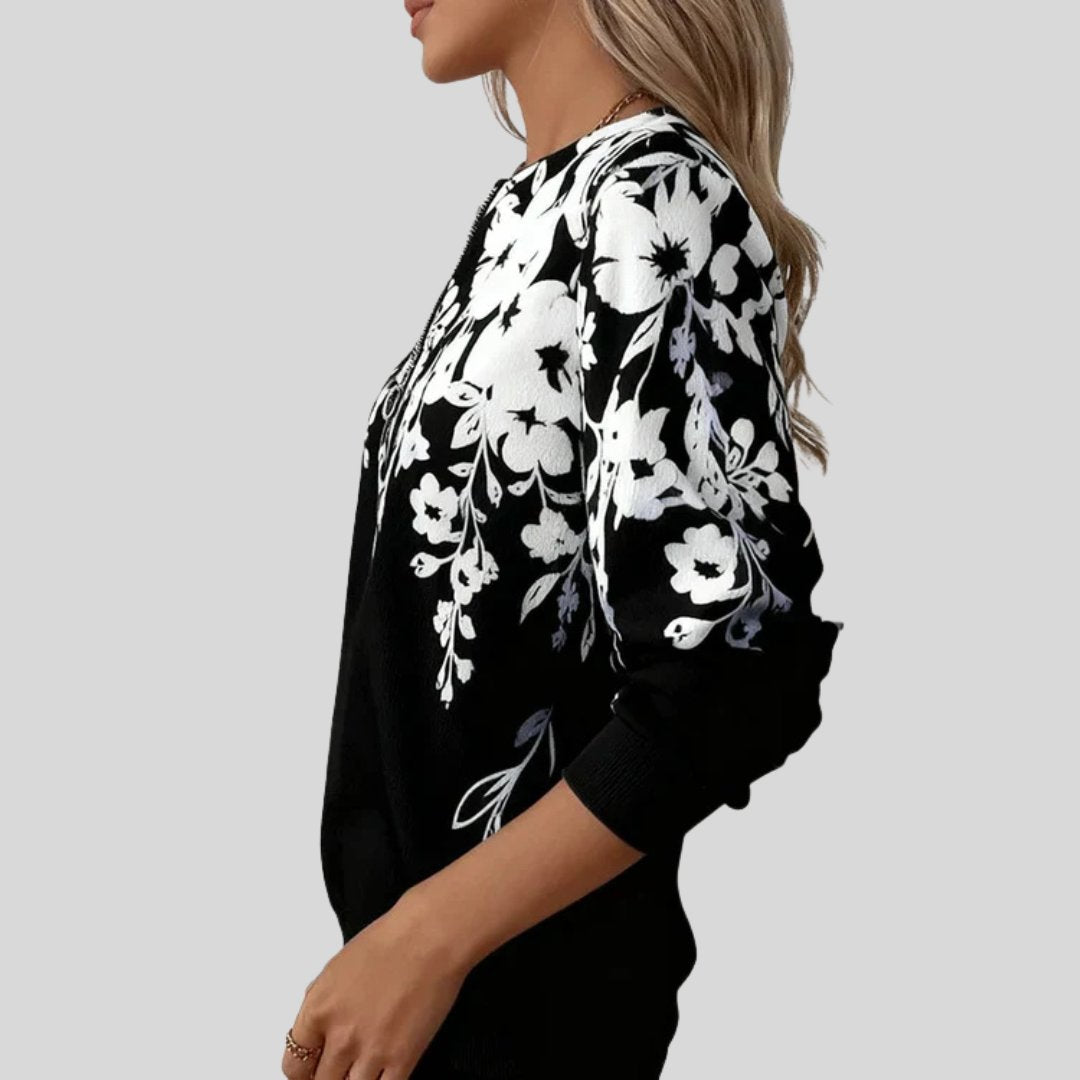 Rachelle | Floral Zip-Neck Sweatshirt