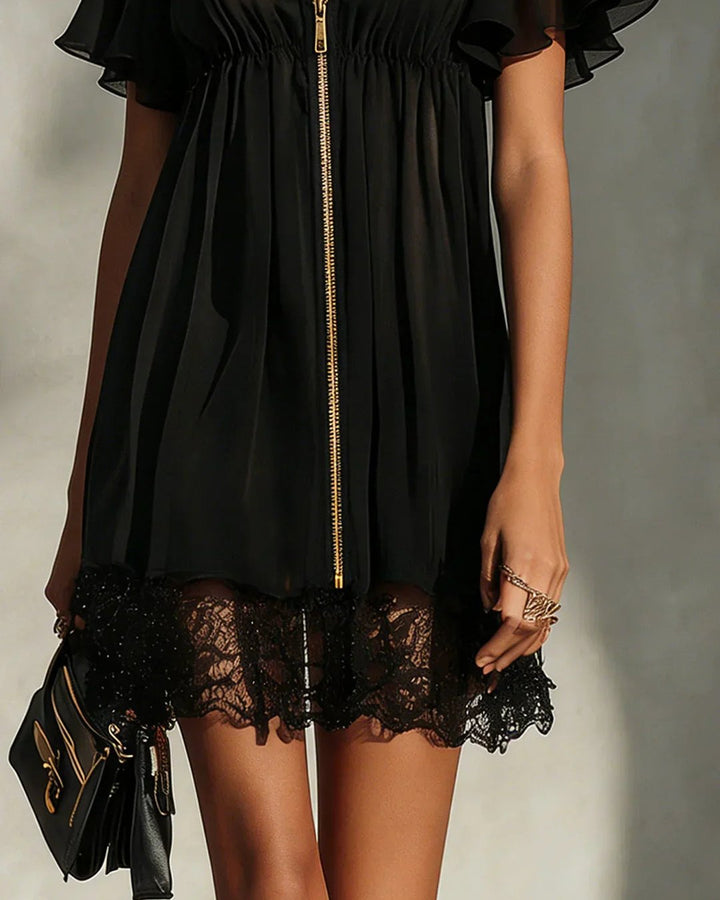 Fedora | Zip-Front Lace Mini Dress