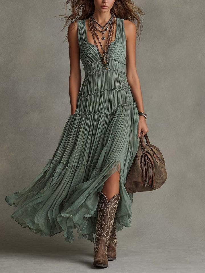Lolita | Gathered V-Neck Maxi Dress