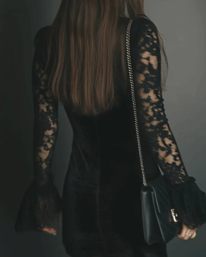 Bethan | Velvet and Lace Mini Dress
