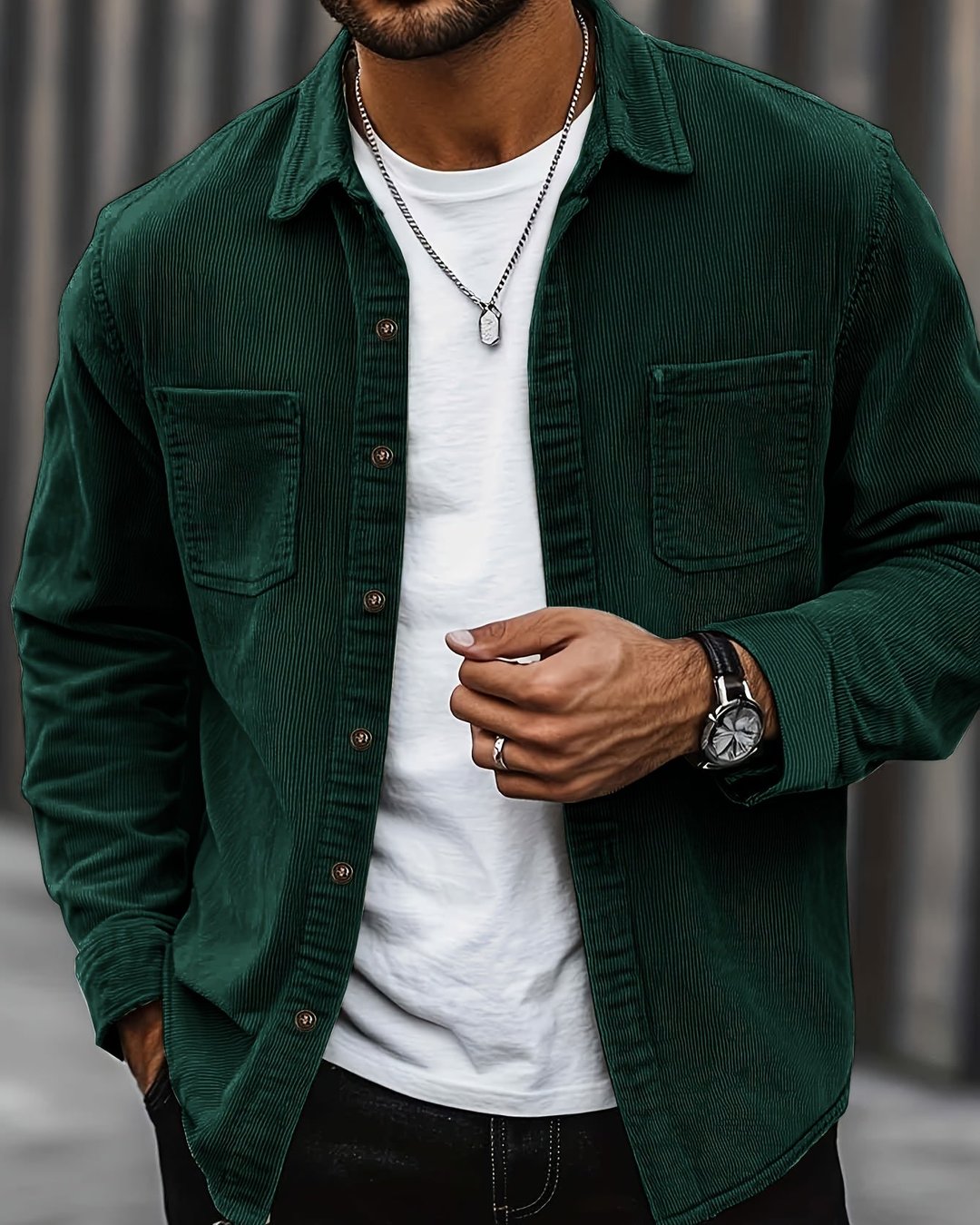 Indigo | Ribbed Textured Overshirt
